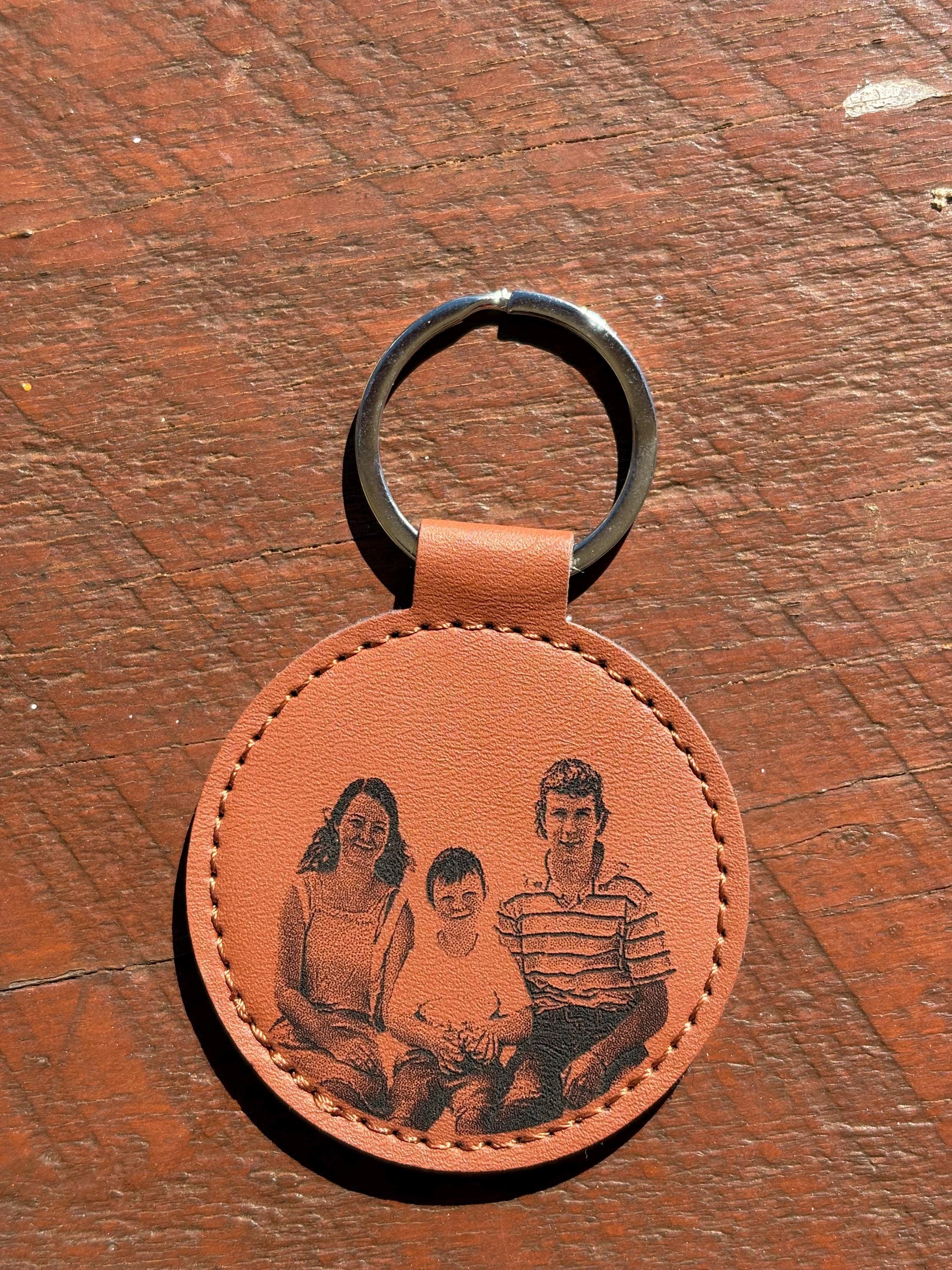Personalised photo leather keyring