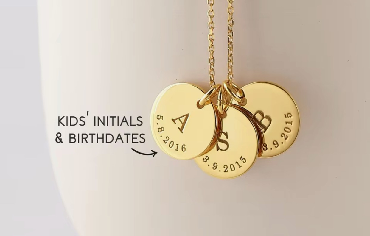 Personalised Initial & Birthdate Disc Necklace — Custom Engraved