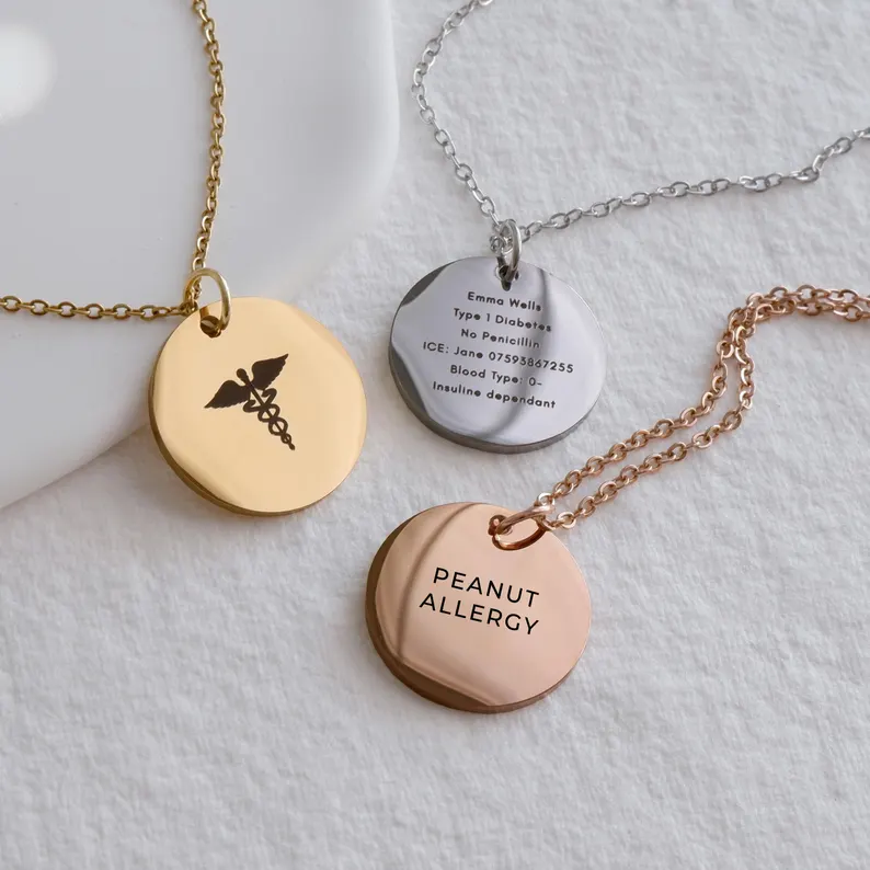 Medical Alert Disc Necklace — Custom Engraved