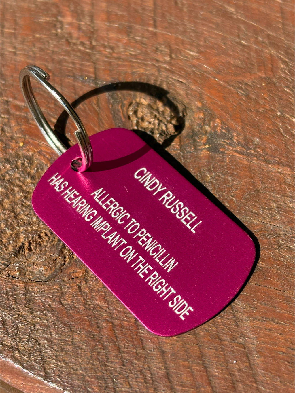 Medical Alert key Tag — Custom Engraved Aluminium